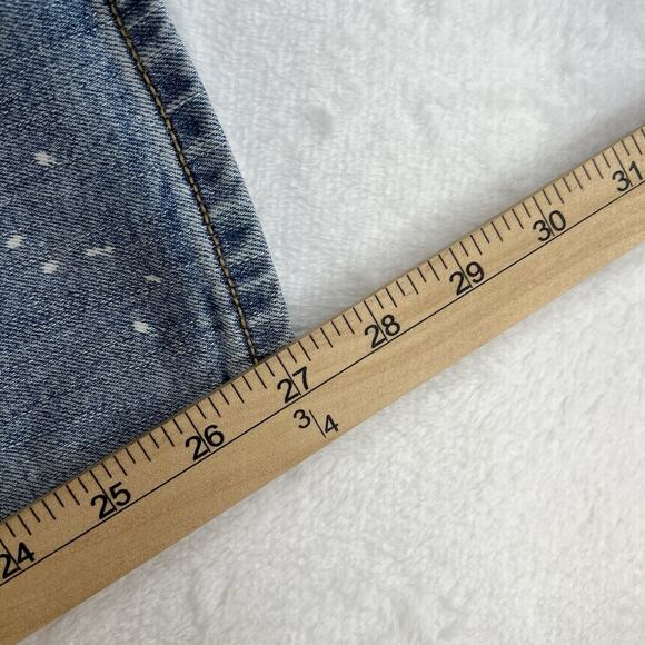 Old Navy Sz 16 Boyfriend Straight Jeans Mid Rise Bleach Spots Light Wash Stretch - Picture 15 of 16